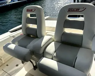 Boston Whaler boat seats reupholstered by Villegas Brothers Marine Upholstery